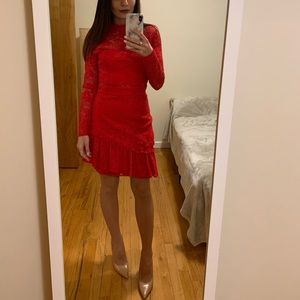 Guess By Marciano Red SARAH CORDED LACE RUFFLE